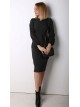 00822 Платье черное с поясом из костюмной ткани 